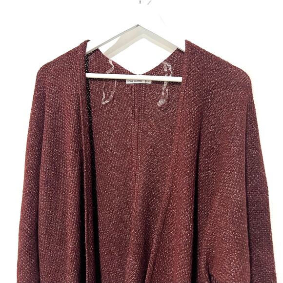Pink Clover Open Front Relaxed Cardigan Sweater Burgundy Red Womens Large NEW - Picture 4 of 12